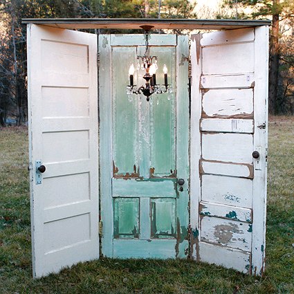 Vintage doors backdrop for photo booth