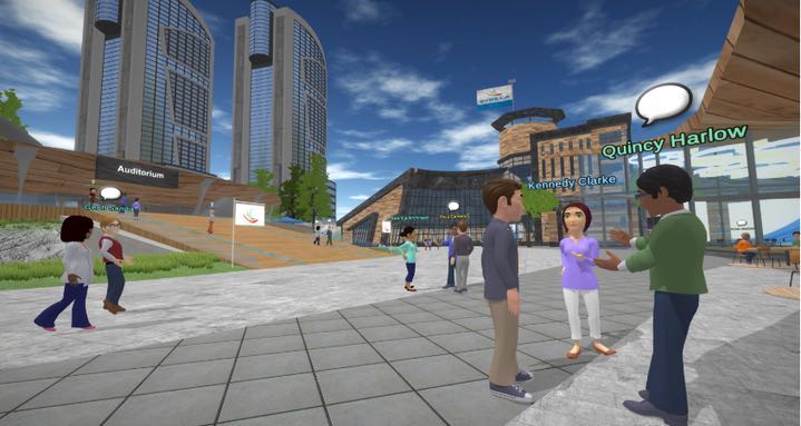 Virtual avatars interacting at an online event