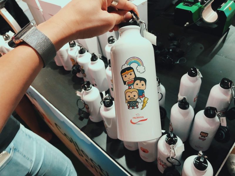 Hand holding custom printed water bottle