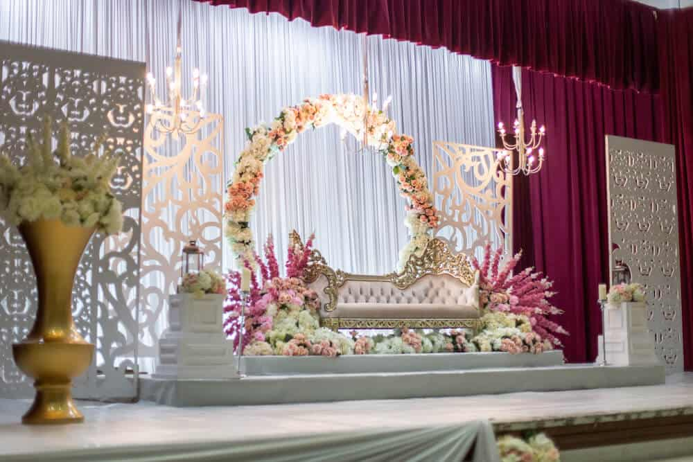 Stage at front of wedding venue for wedding ceremony photograph photography