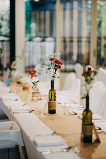 Table photo at a wedding venue of wedding photography photoshoot