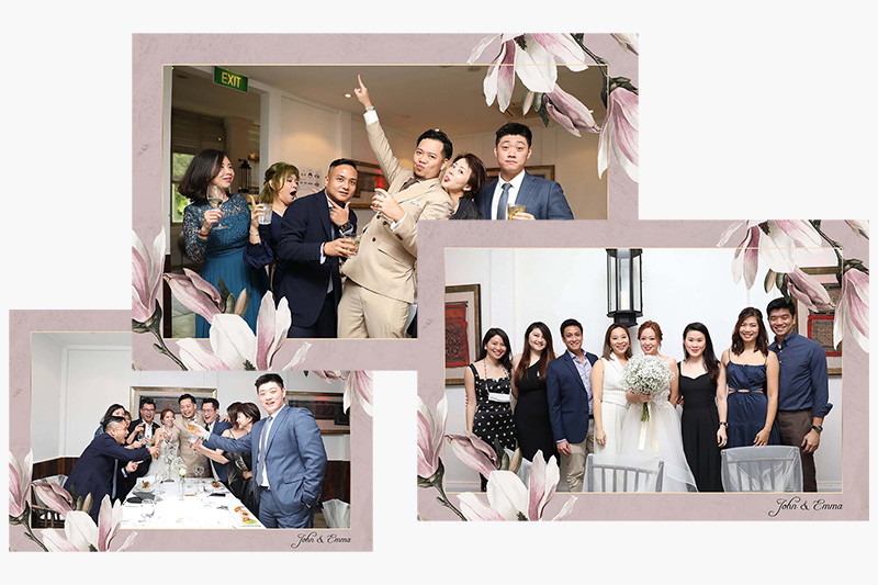 Collage of wedding photos with custom border